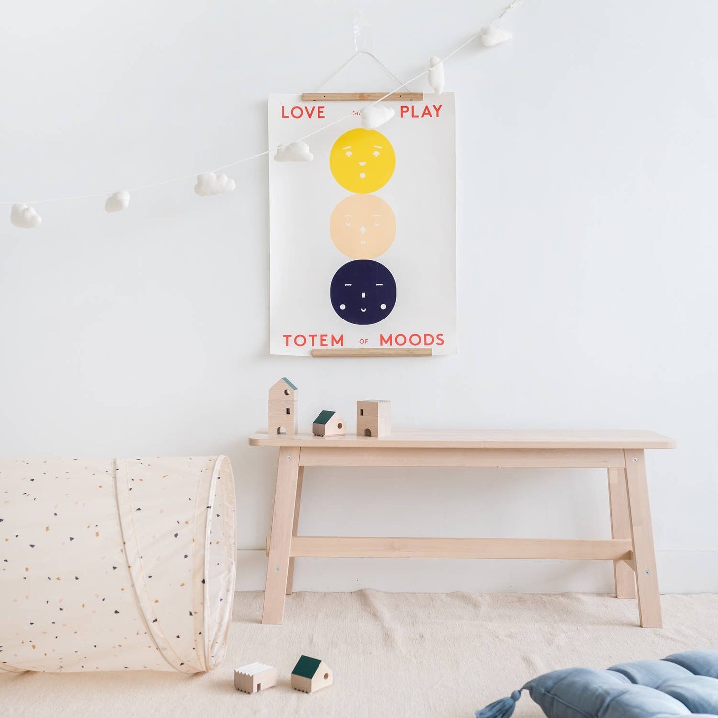 Kids Play Tunnel with Eco-Friendly Recycled Fabric: Terrazzo Beige