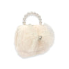 Mesh Bow Furry Purse Beige