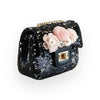 Floral Appliques Sequin Purse Silver