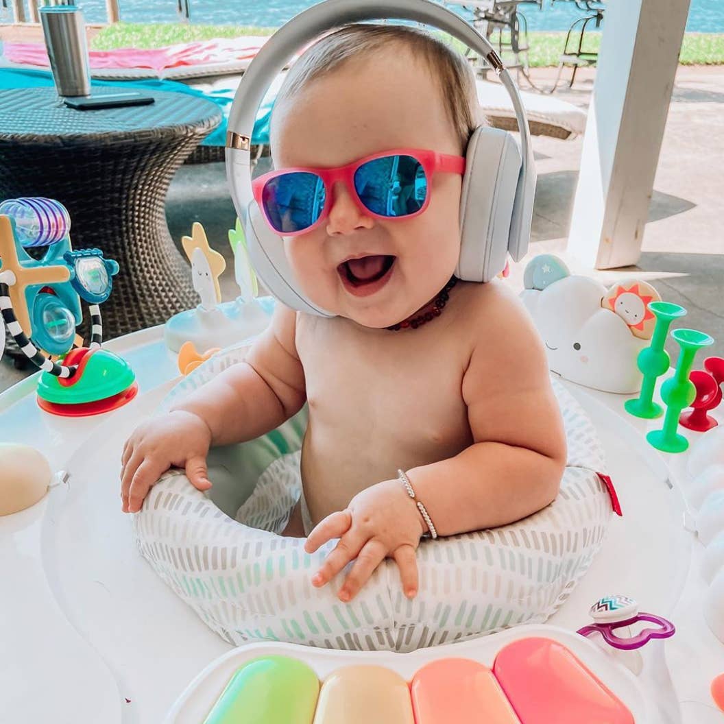 Pink Glitter Sunglasses: Baby (Ages 0-2) / Grey Polarized Lens
