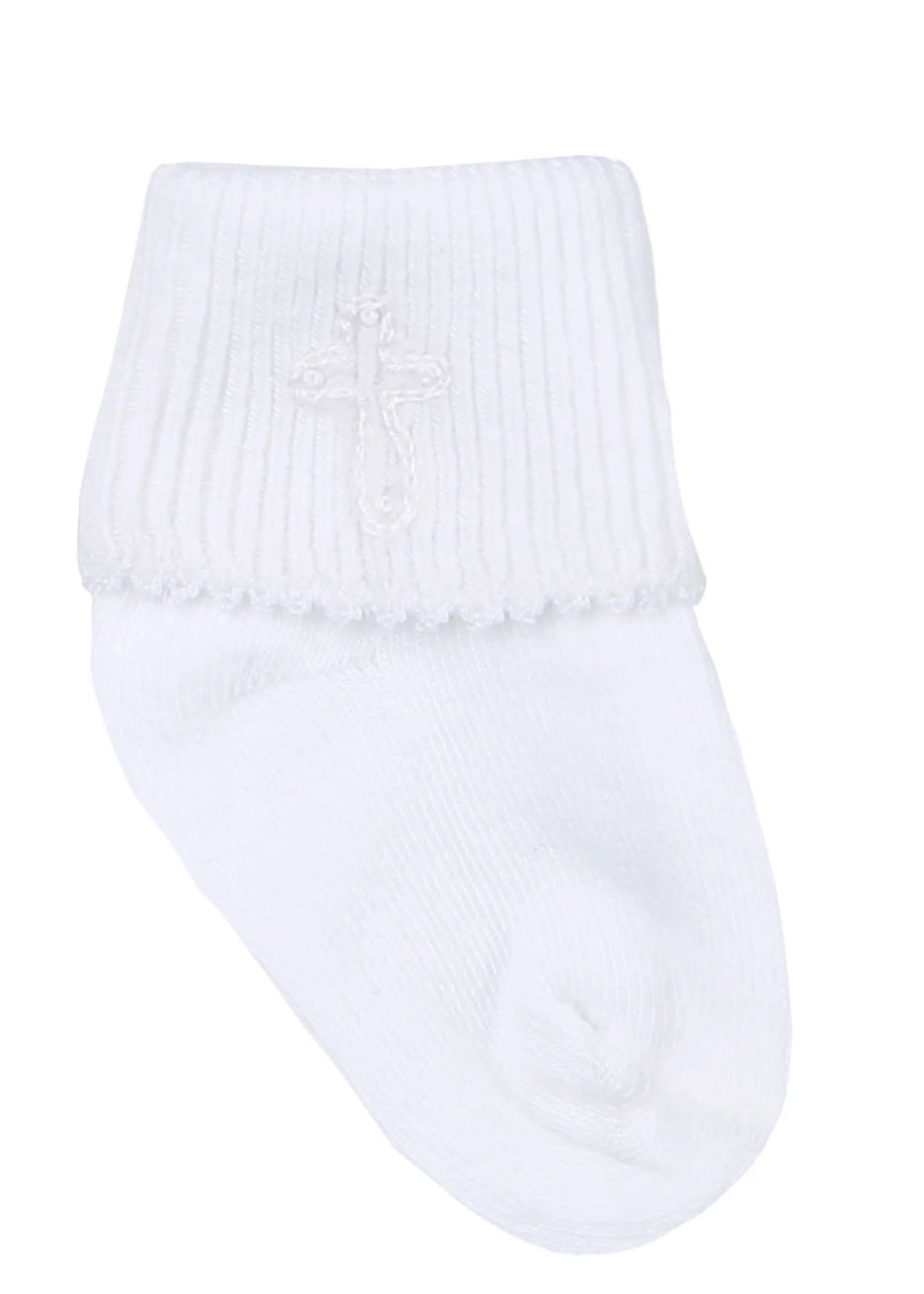 Blessed White Embroidered Socks