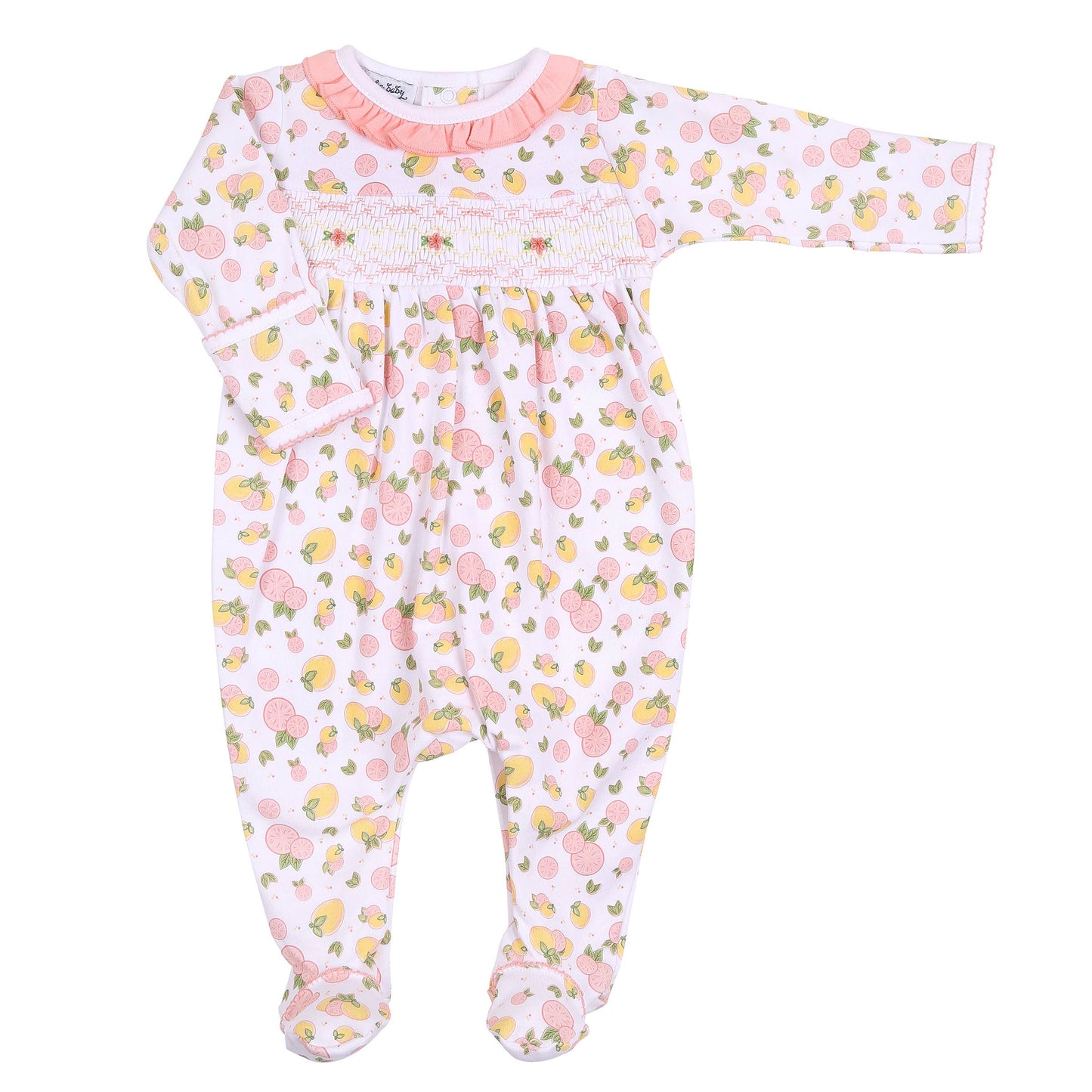 Ruby Red Pink Smocked Printed Footie - Einstein's Attic