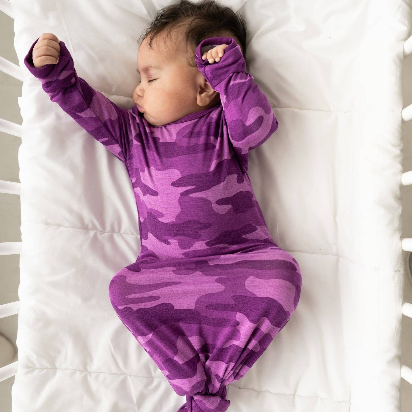 LITTLE SLEEPIES Berry Camo Bamboo Viscose Infant Knotted Gown - Einstein's Attic