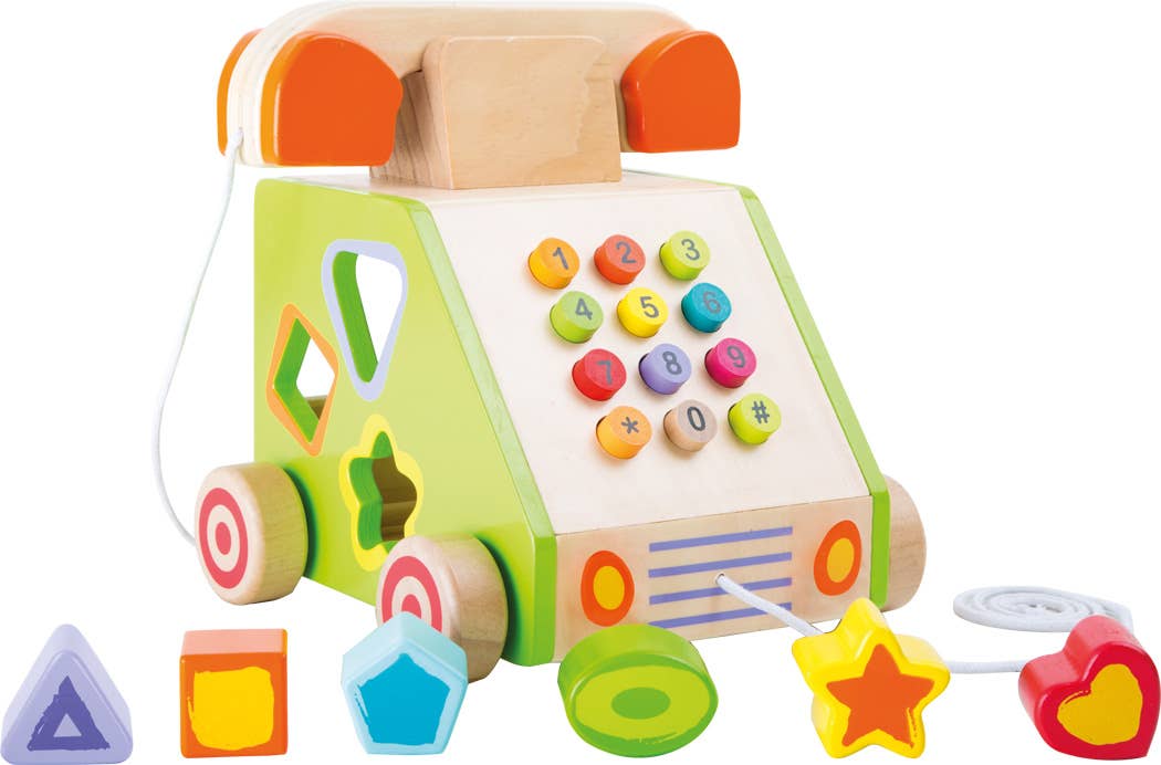 Wooden Telephone Pull Toy & Shape Sorter