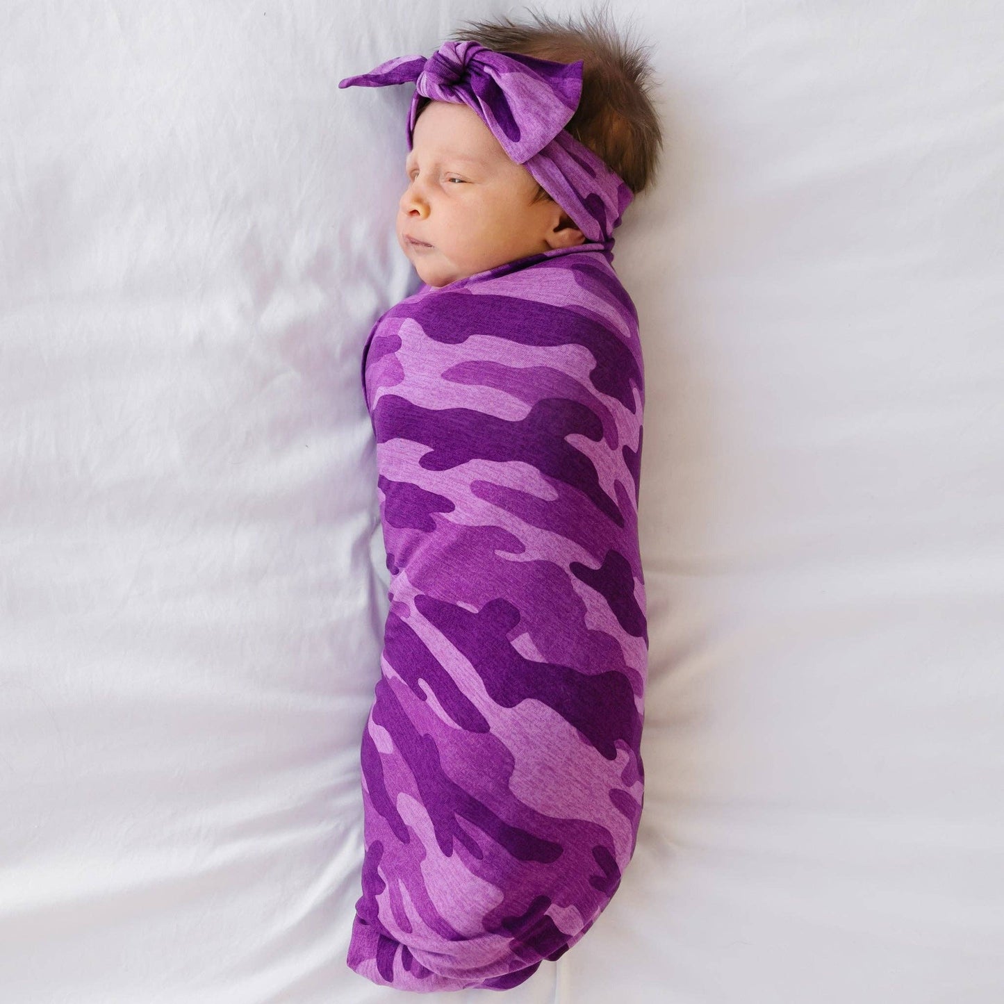 LITTLE SLEEPIES Berry Camo Bamboo Viscose Swaddle + Headband Set - Einstein's Attic