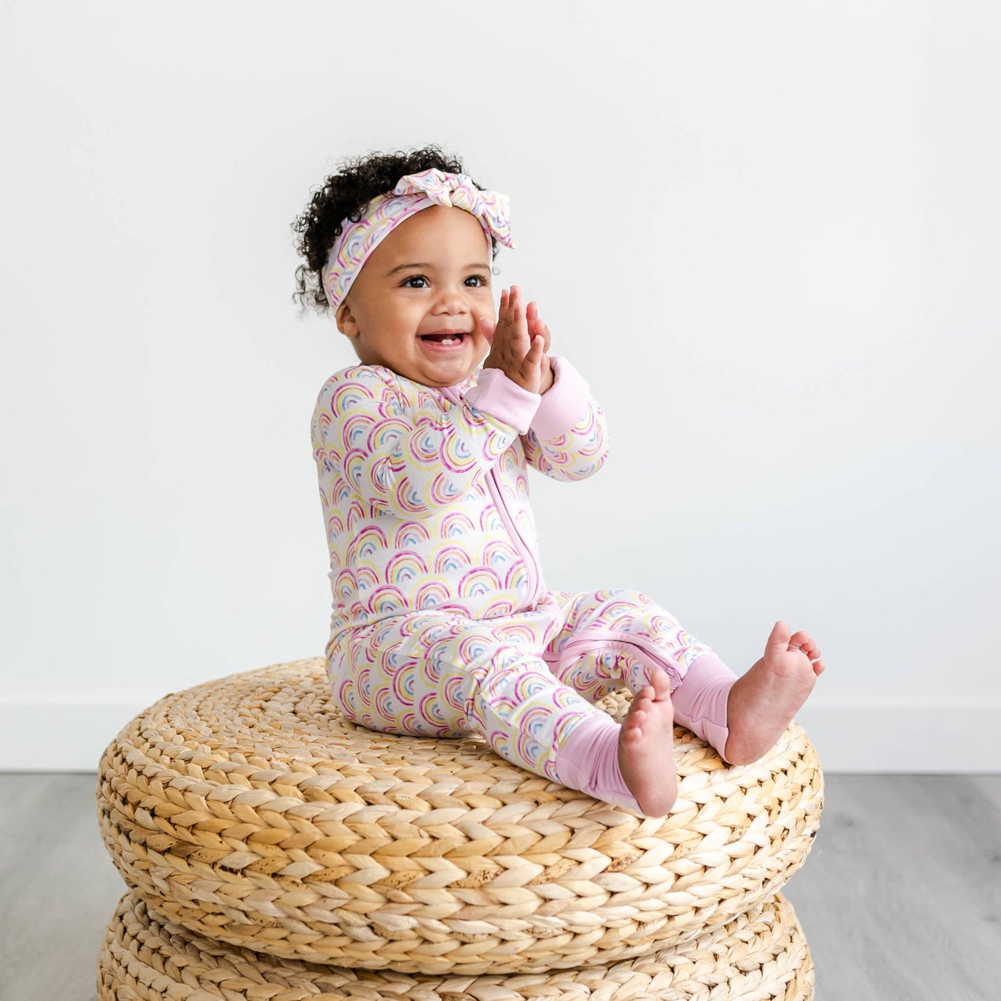 LITTLE SLEEPIES Pastel Rainbows bamboo convertible romper/sleeper . - Einstein's Attic