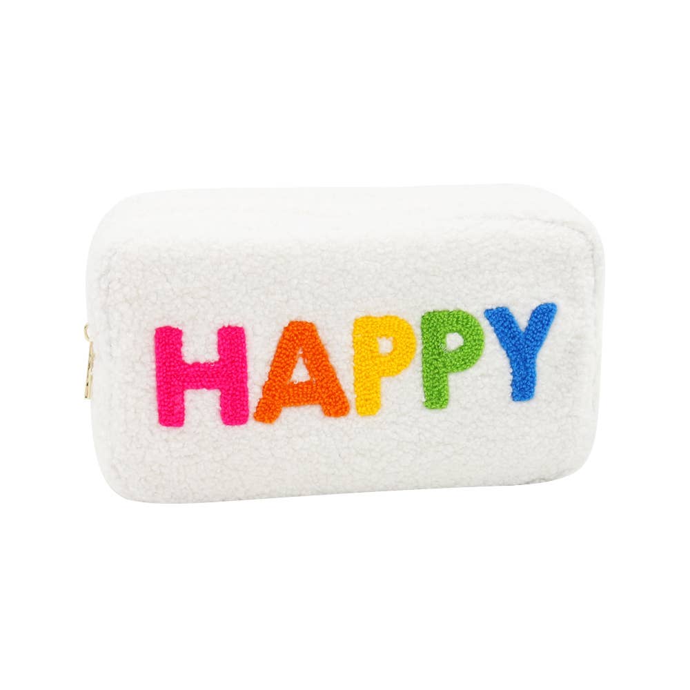 Varsity Collection Cosmetic Bag Happy Teddy Chenille Patch