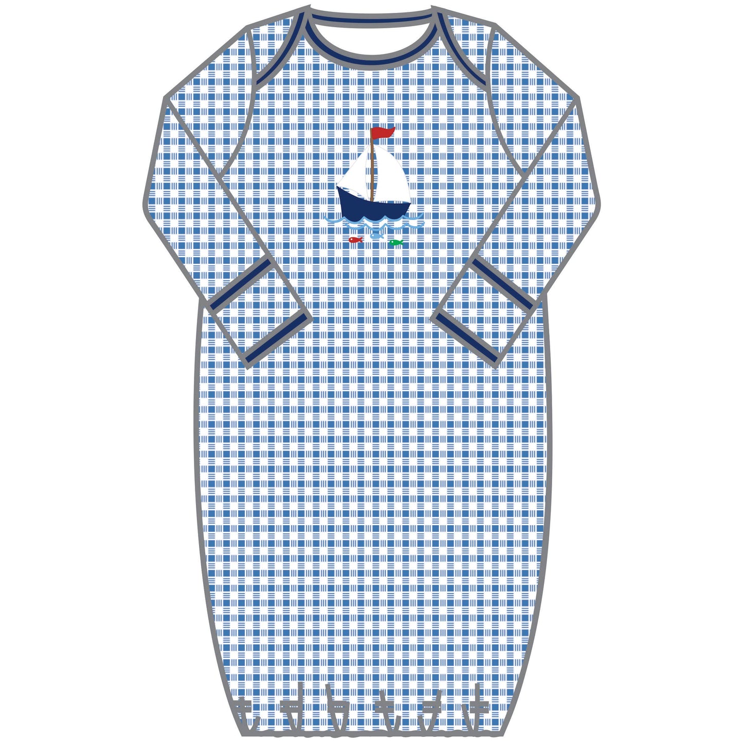 Sail Away Applique Navy Lap Gown - Einstein's Attic