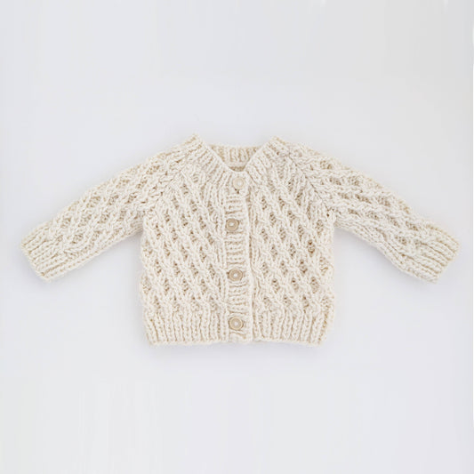 Waffle Cardigan Sweater Natural