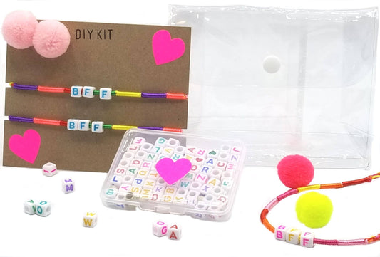 Kids DIY Best Friends Alphabet Pom Pom Bracelet Kit
