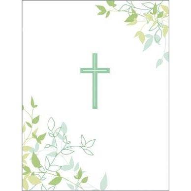 Religious Greeting Card - Cross and Leaves-Christian
