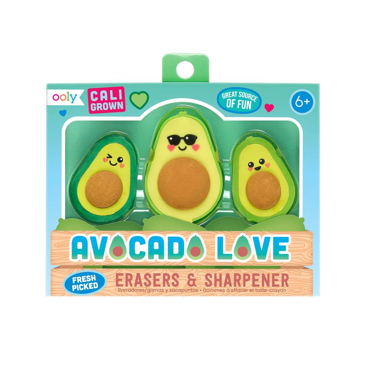 Avocado Love Eraser and Sharpener - set of 3 - Einstein's Attic
