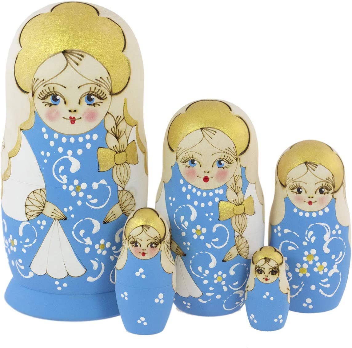 BLUE Nesting Dolls Set, 5 Pcs/6"