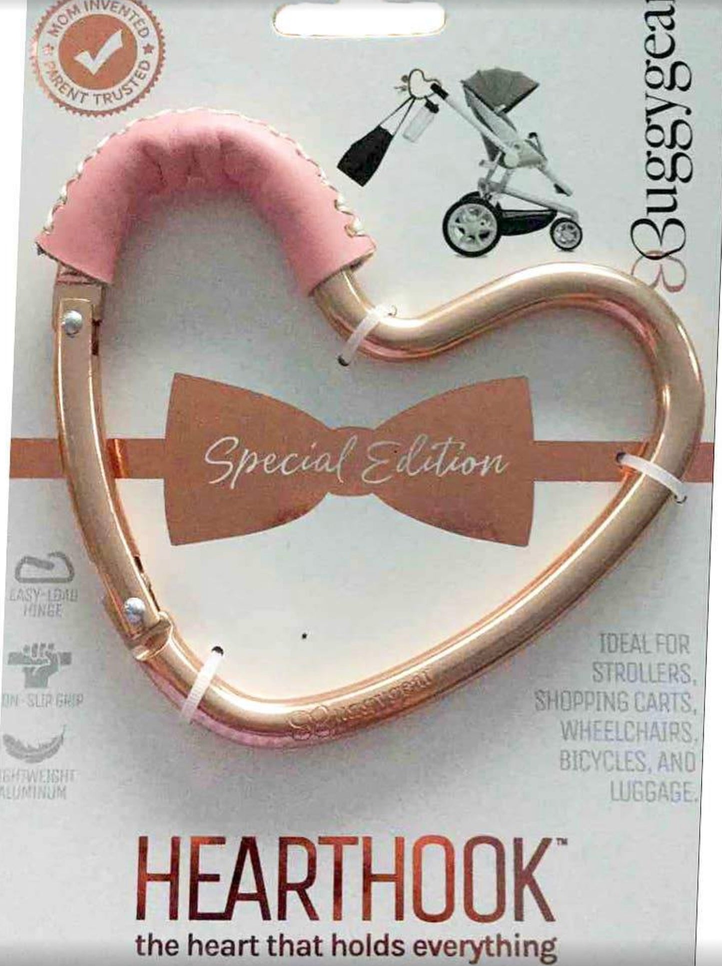 Baby Heart Stroller Hook - Brown or Pink Leather - Einstein's Attic