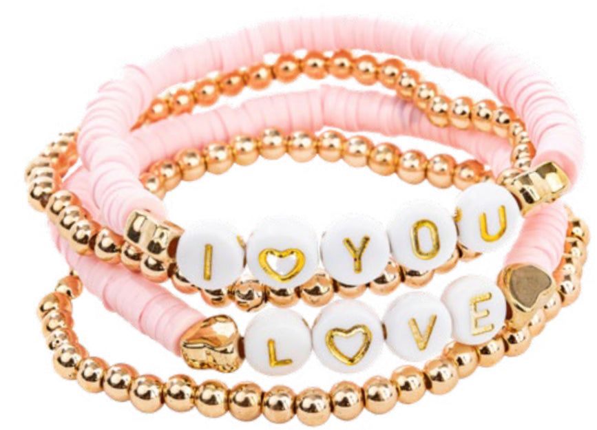 Pink Love Bracelet, 4pcs - Einstein's Attic