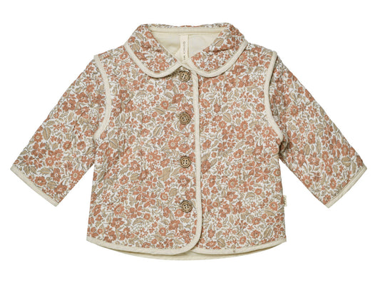 6-12m Quincy Mae QUILTED JACKET || ROSE GARDEN