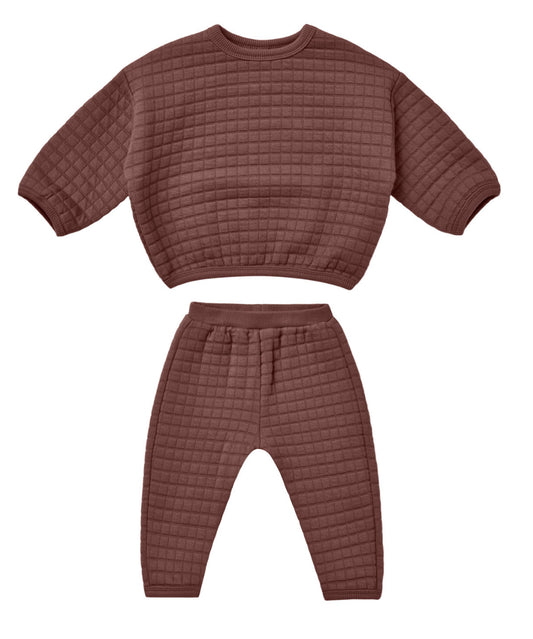 Quincy Mae Quilted SWEATER + PANT SET || Plum