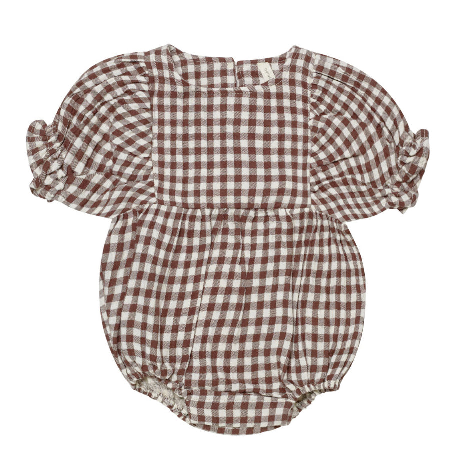 Quincy Mae Cosette ROMPER || plum gingham