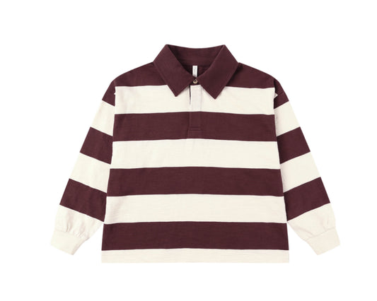 RUGBY POLO || BURGUNDY STRIPE