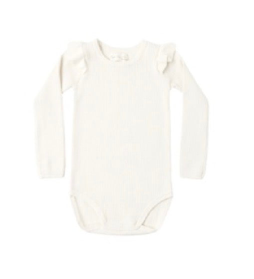 SHOULDER RUFFLE BODYSUIT NATURAL