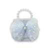 Mesh Bow Furry Purse Beige