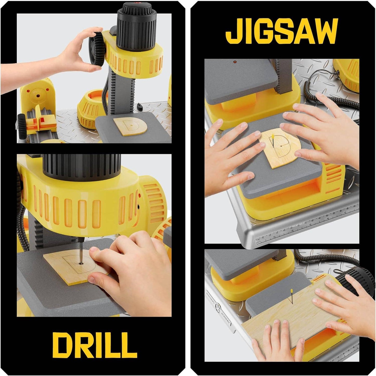 4 in 1 Woodworking Station for Kids Real Construction Tools