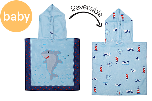 Baby UPF50+ Reversible Cover Up - Shark/Crab/Nautical