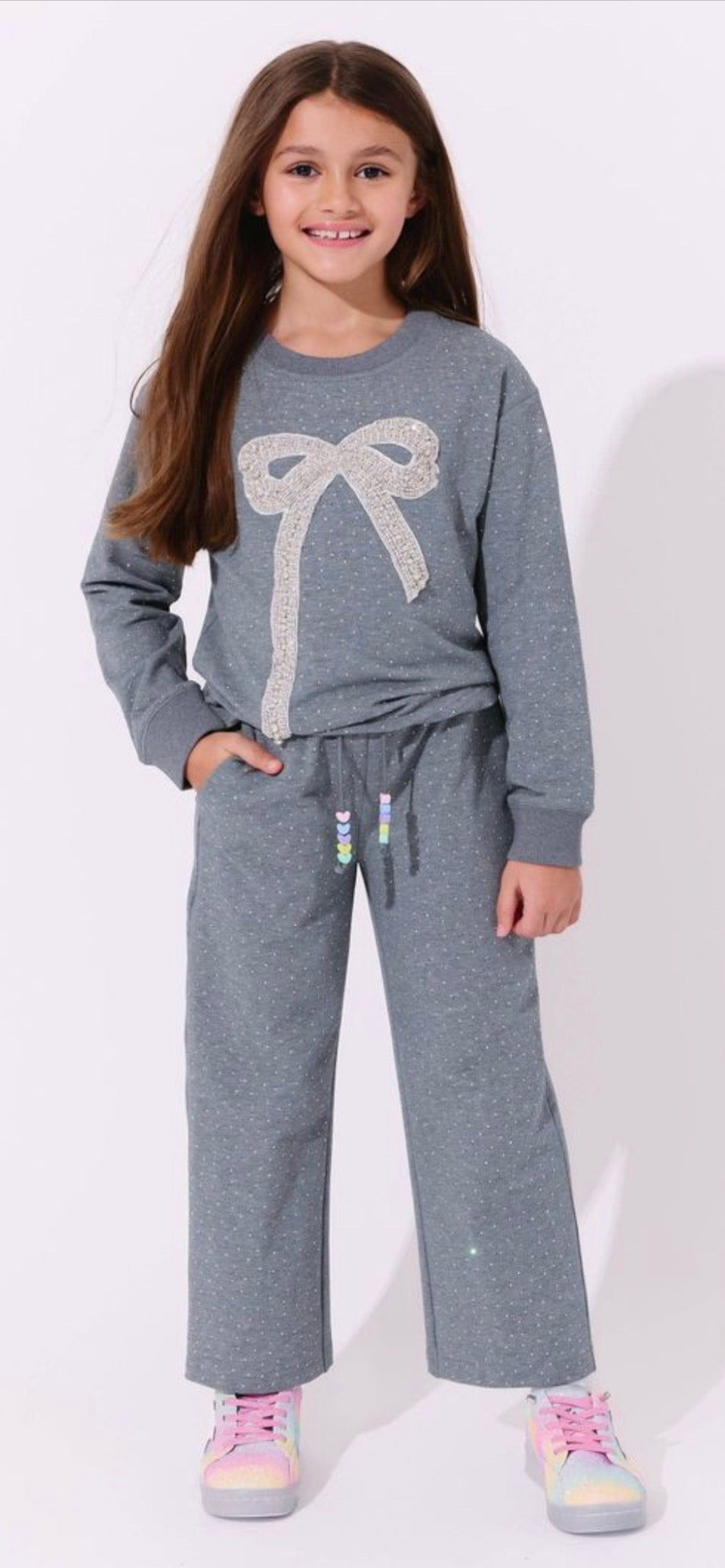 Sparkle Bow Charm Set, top + pants