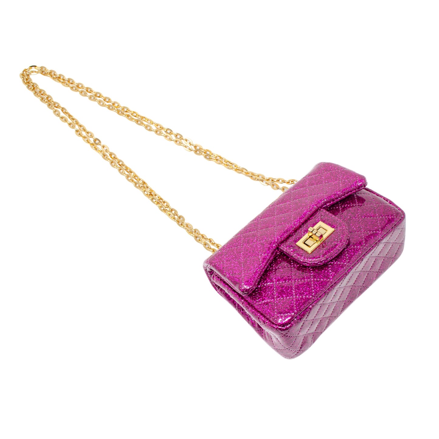 Classic Quilted Sparkle Mini Bag: Pink