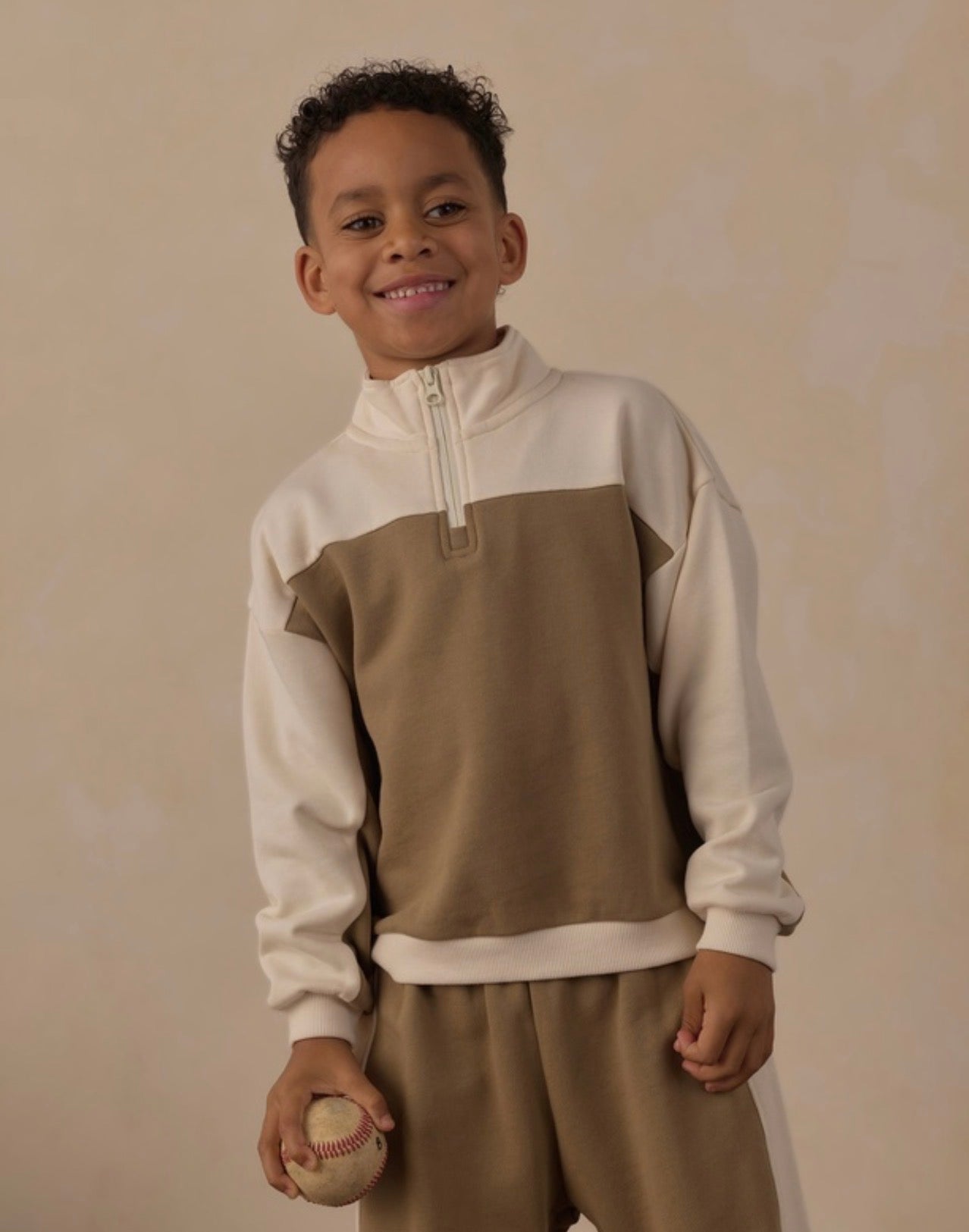 QUARTER ZIP CREW OLIVE