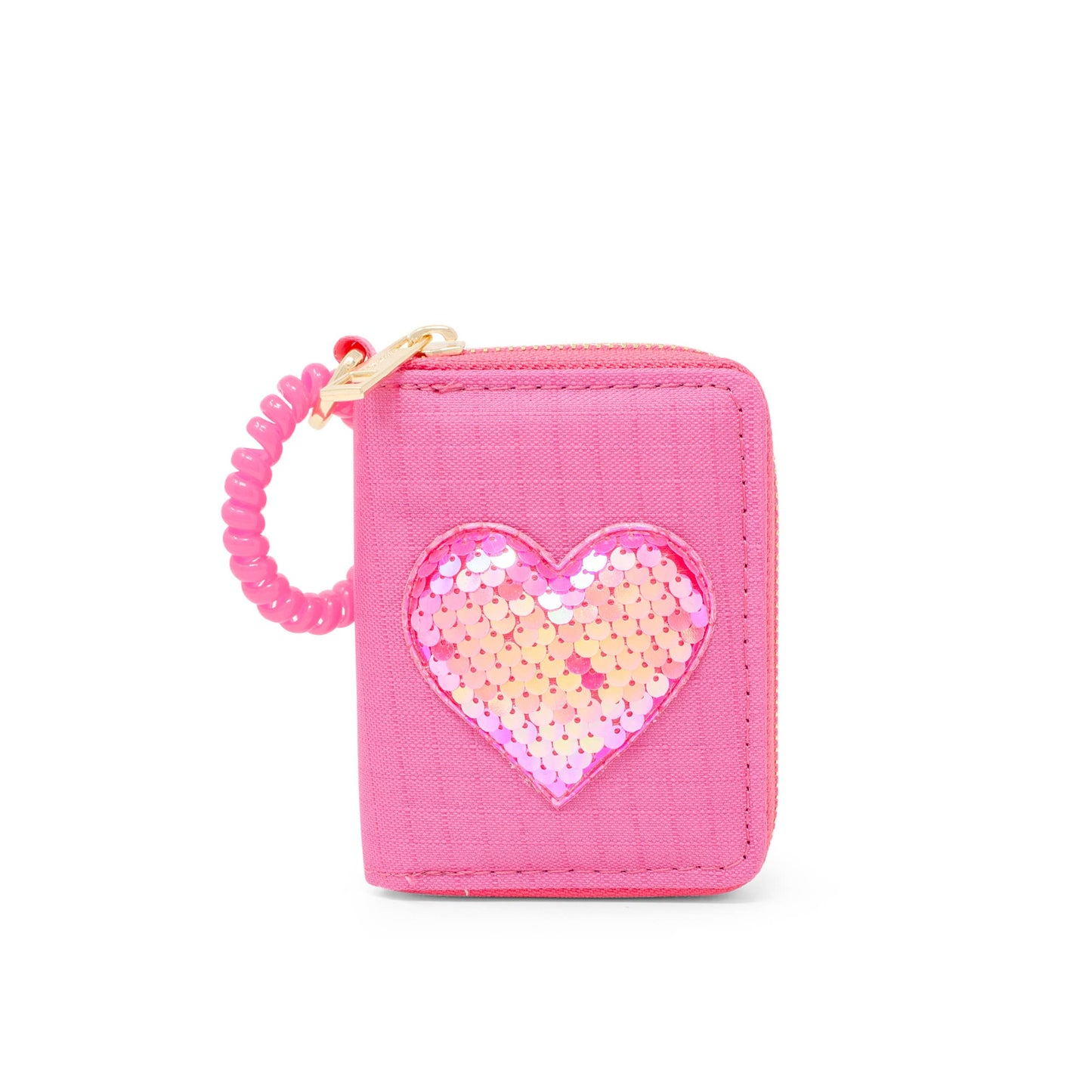 Sequin Heart Spiral Strap Wallet for Kids: Blue (Denim)