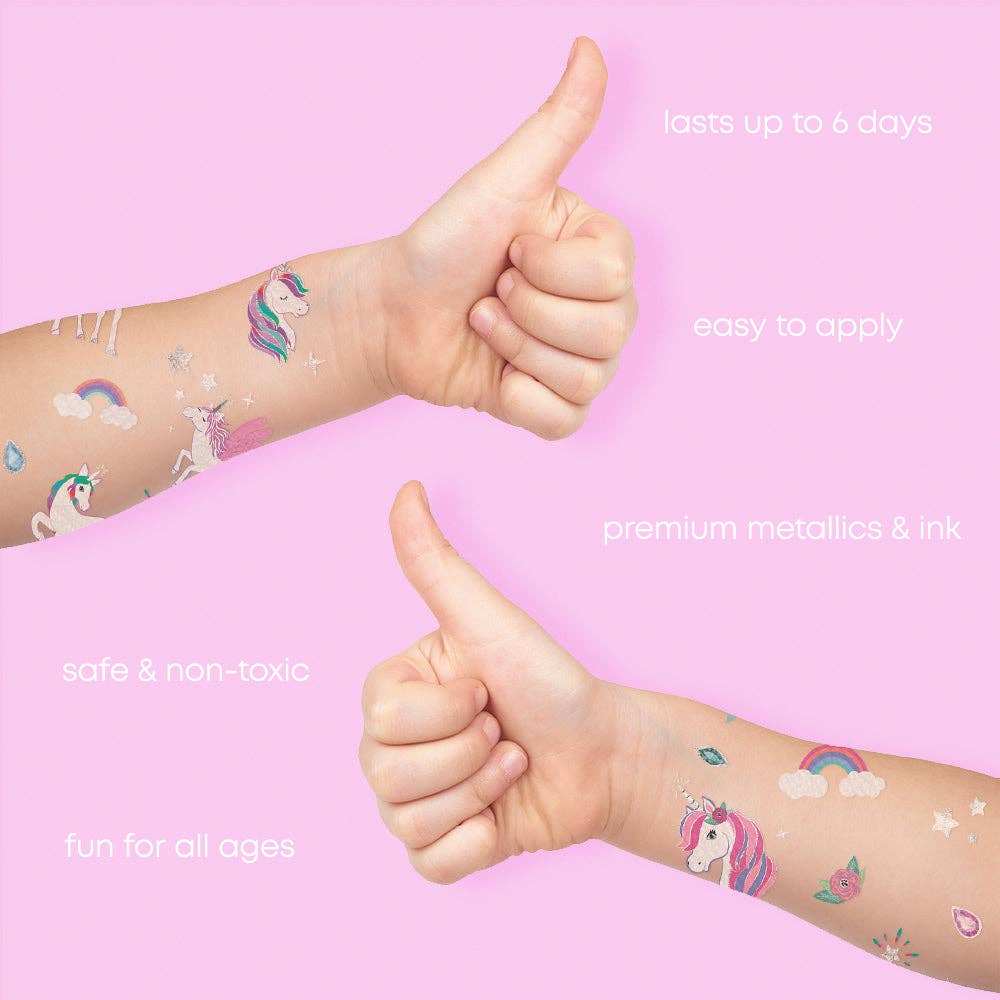 UNICORNS | Kids metallic temporary tattoo sticker