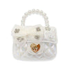 Embellished Bow Shiny Quilted Purse: Pink