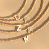 Beaded Initial Letter Shell Pendant Necklace Summer