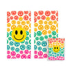 Happy Face Repeat Pattern Beach Quick Dry Towel: OS / Rainbow