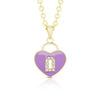 Heart Lock Pendant With CZ: Pink