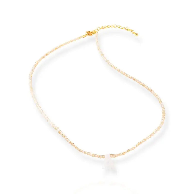 Beaded Initial Letter Shell Pendant Necklace Summer