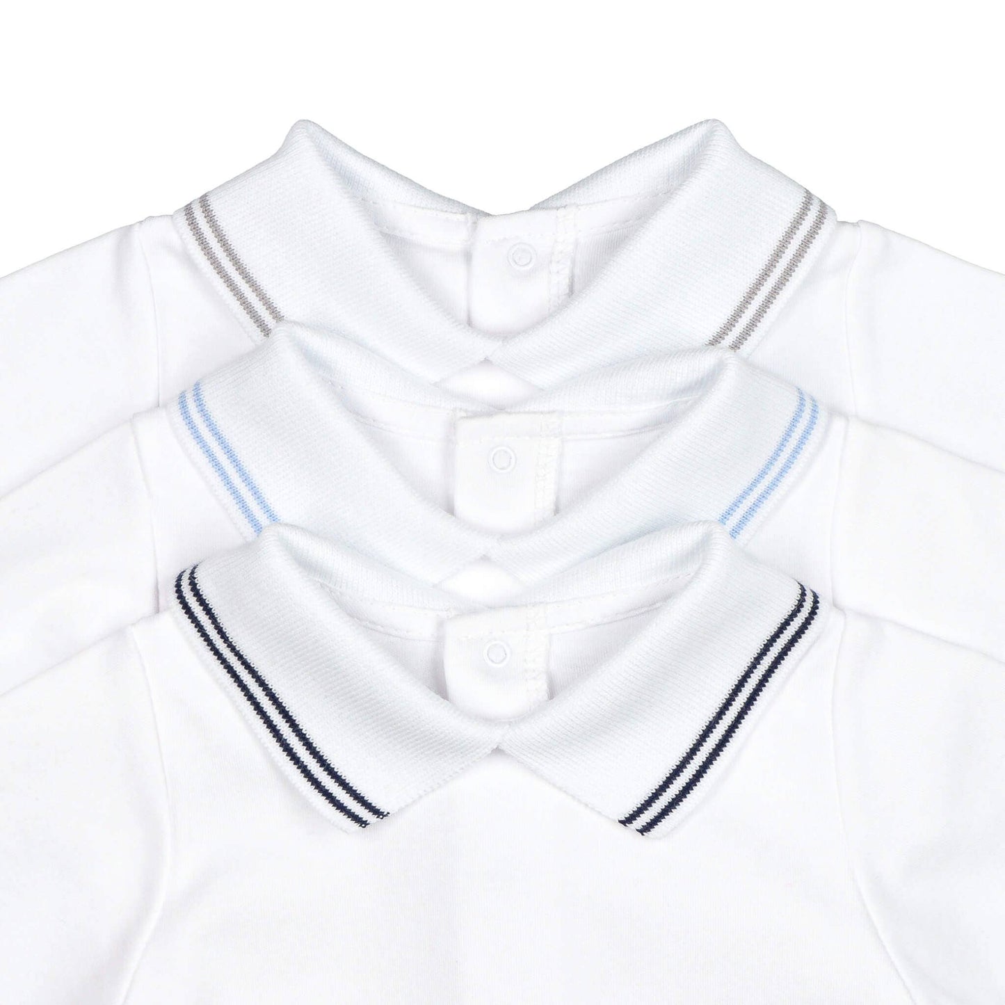 Cotton Baby Bodysuit Onesie with Polo-Style Collar: 6-12M / Long Sleeve / Light Blue