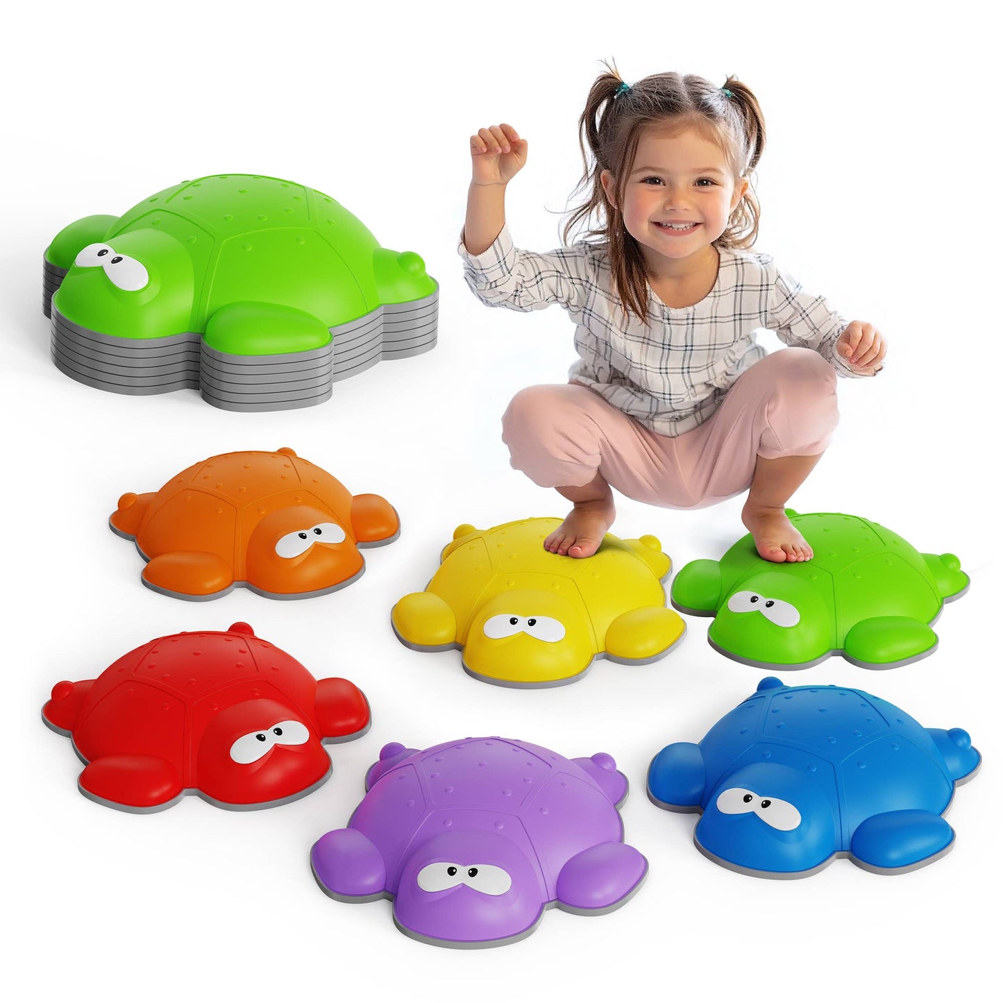 Kinderific Turtle Shaped Stepping Stones, 6 Piece Set, Multi
