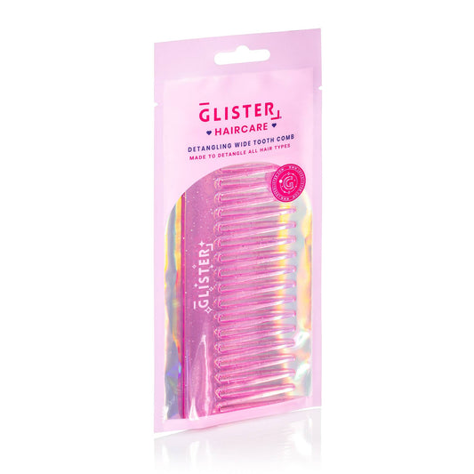 "Sparkle" Wide Tooth Detangling Comb: Pink