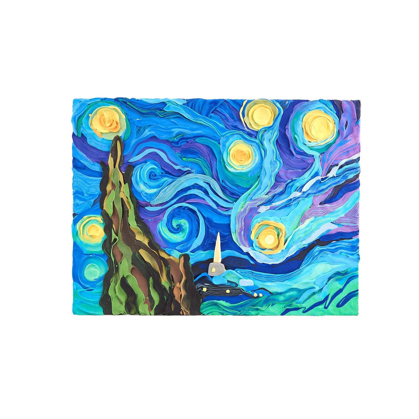 OKTO Sensory Art 3D Clay Painting Kits: Starry Night, Vincent Van Gogh