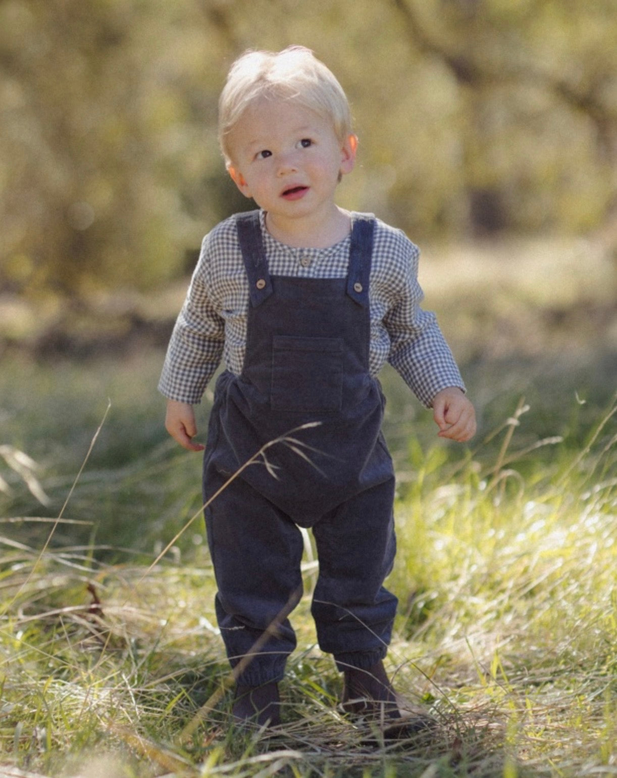 BABY OVERALL MIDNIGHT+ WAFFLE LONG SLEEVE BODYSUIT MIDNIGHT MICROSTRIPE