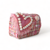 Big Heart Tweed Purse: Fuchsia