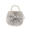 Mesh Bow Furry Purse Beige