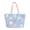 Glitter and Sequin Star-Patched Sherpa Large Tote Bag