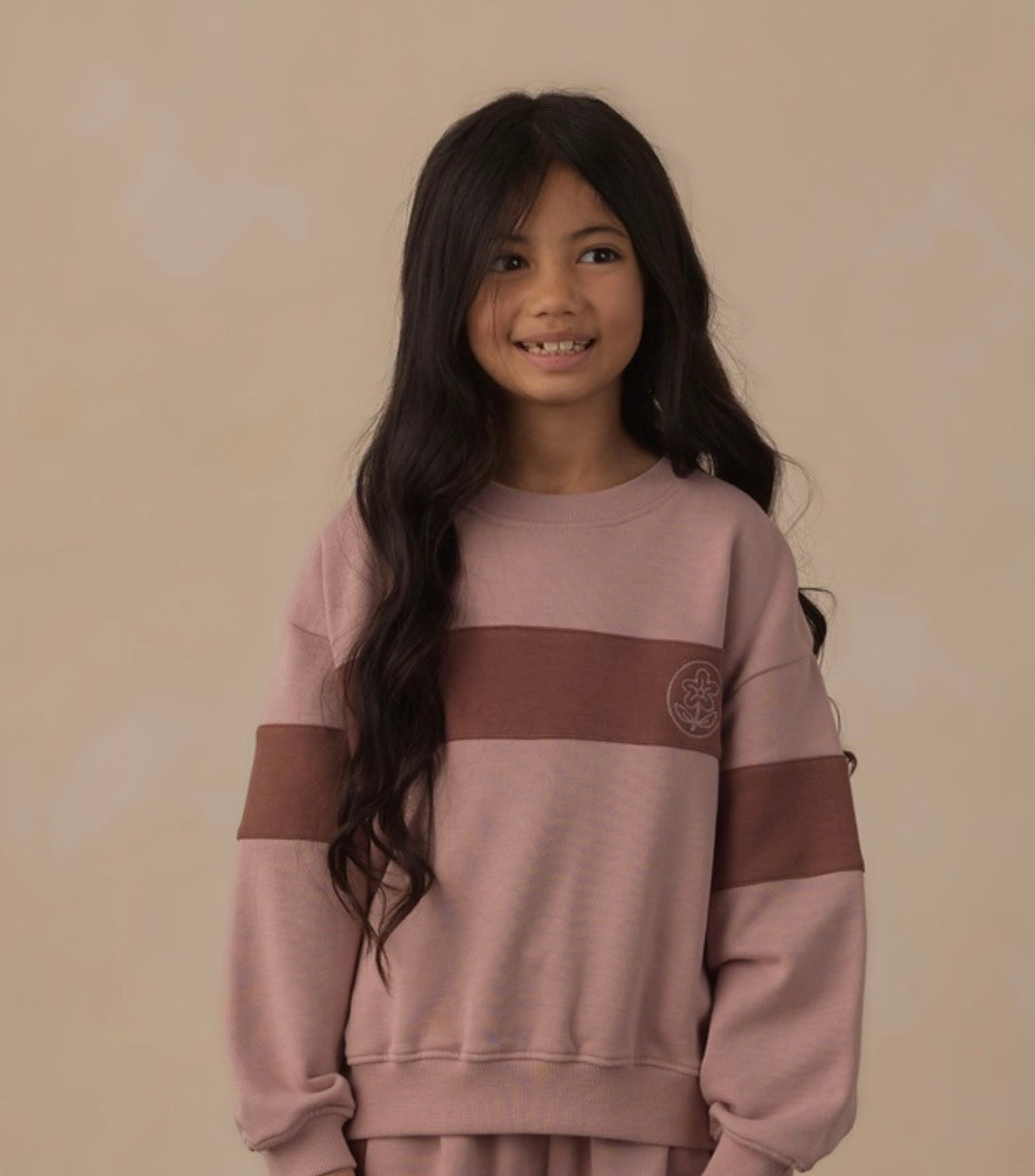 PANEL STRIPE SWEATSHIRT ROSEWOOD