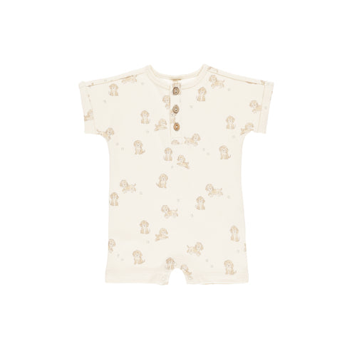 Short Sleeve One-Piece Puppies snaps closure