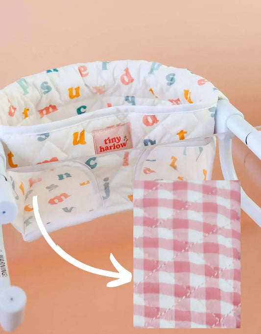 Feeding chair for doll - Pink gingham