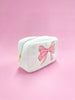 Pink Bow Teddy Cosmetic Zipper Bag - Large