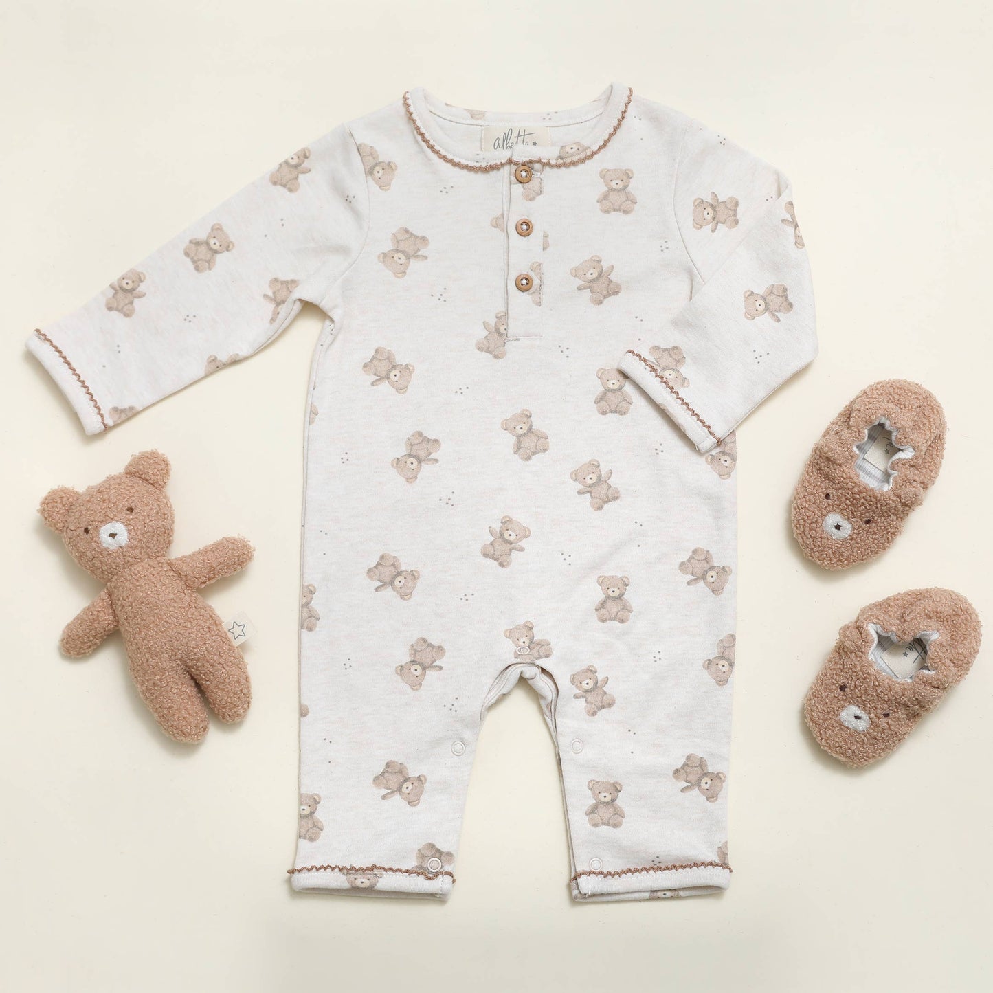 Printed Teddy Bear Babygro Cotton